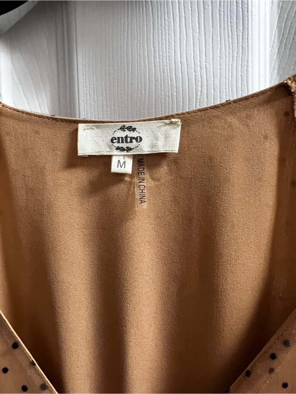 entro Mustard Polka Dot Tiered Mini Dress with Sheer Sleeves - Picture 3 of 3